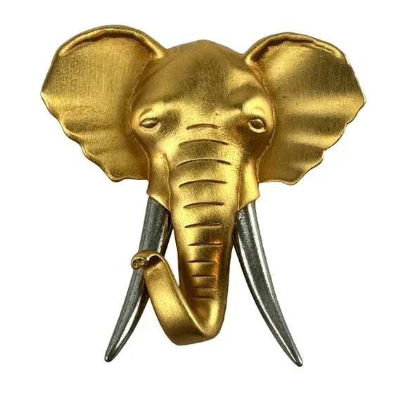 Jonette Jewelry Jewelry Duel Tone Jj Elephant Head Brooch Gold